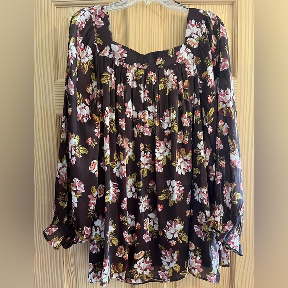 Lauren Conrad Women’s Brown Flowered Blouse Size 2X - Picture 6 of 8